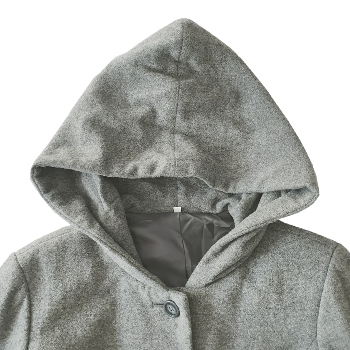 울 100 후드 롱코트 그레이 상품이미지5