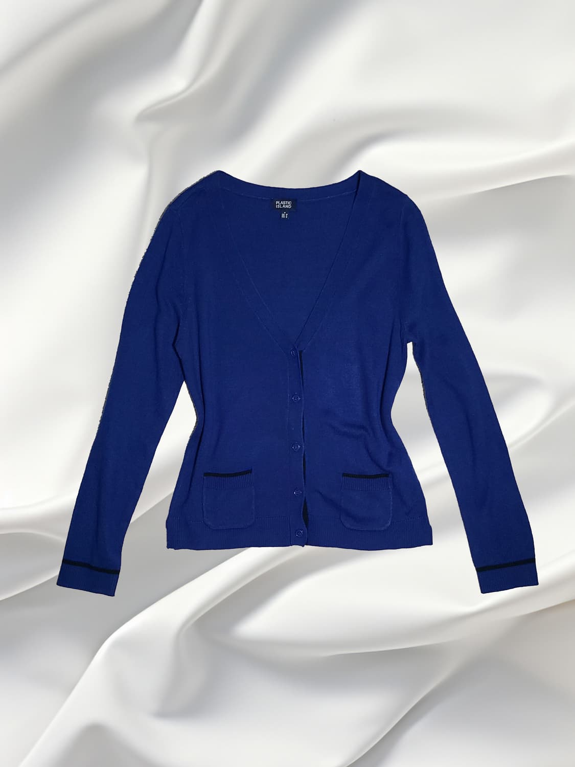 플라스틱아일랜드(PLASTIC ISLAND) 블루 브이넥 가디건 상품이미지1