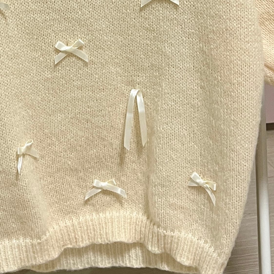 살구색 리본 반팔니트 상품이미지4