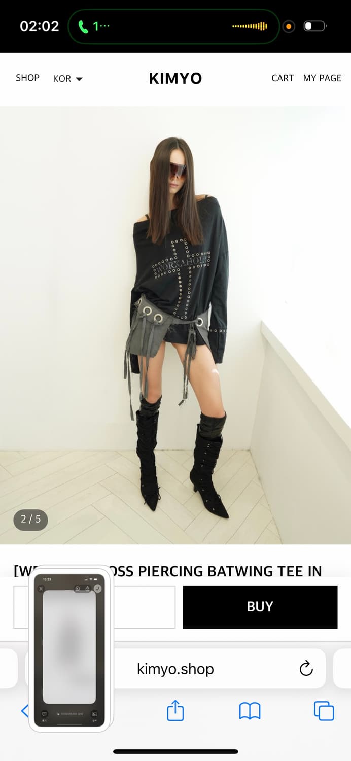 새상품) 키묘 kimyo 워커홀릭 피어싱 크로스 티 블랙 상품이미지2