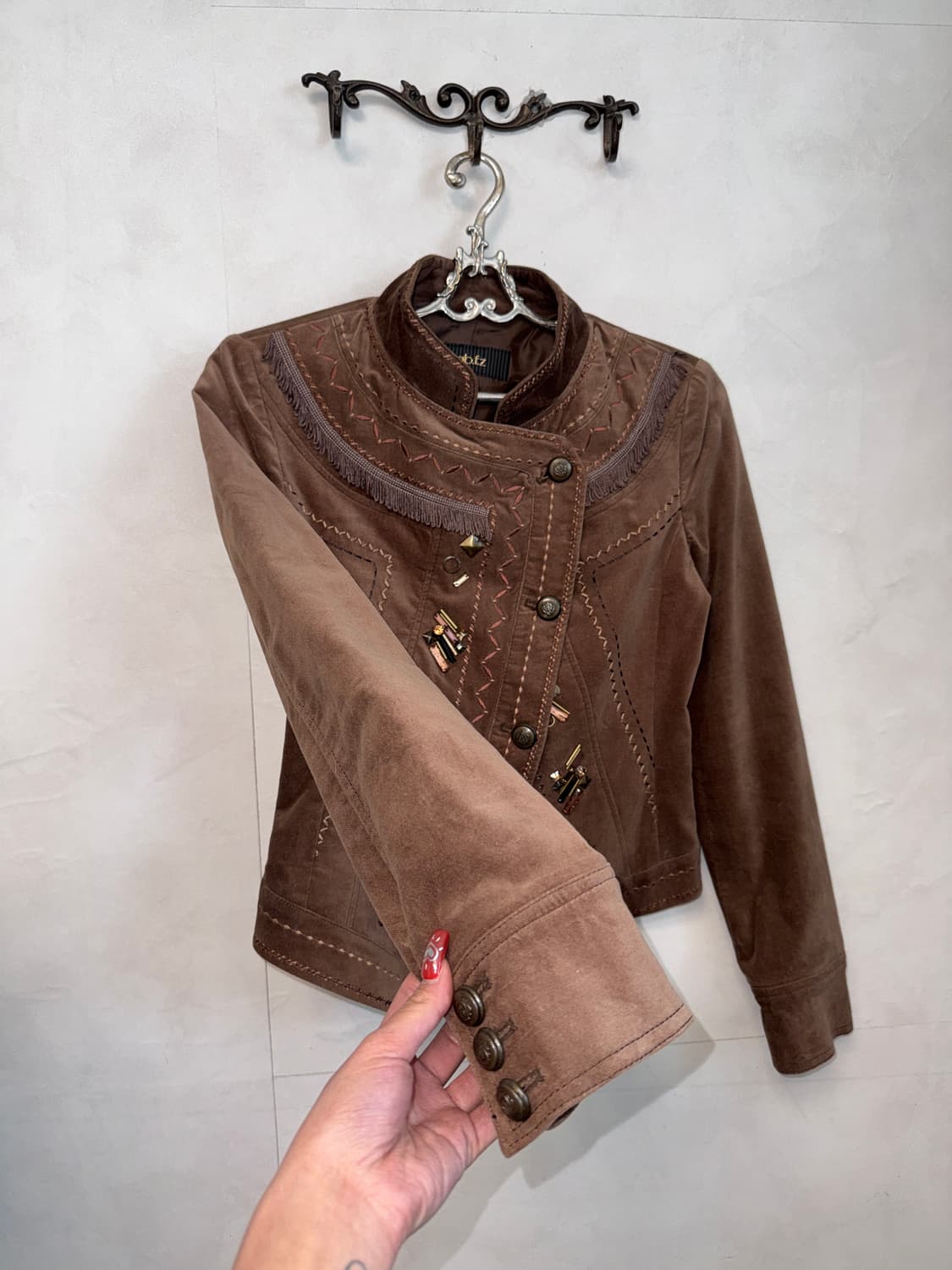 Brown western cubic tassel velvet jacket 상품이미지2