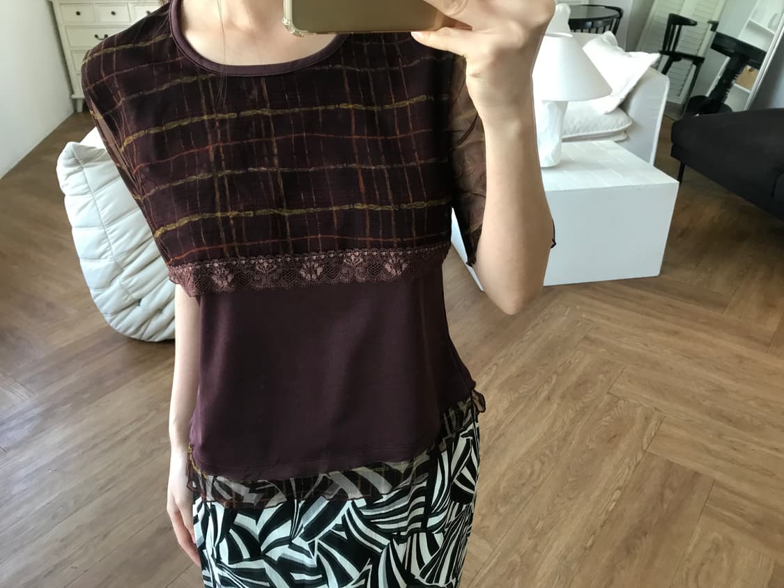 vintage pattern mesh top 상품이미지9