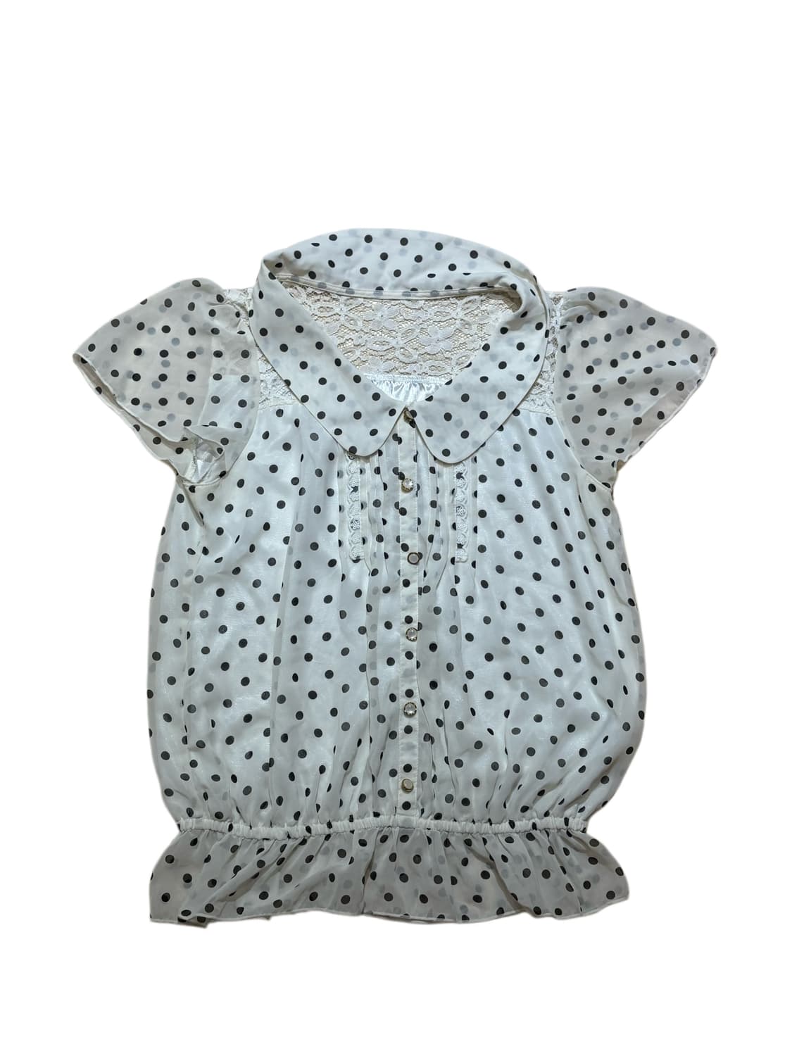 빈티지 도트 시스루 반팔 블라우스  상품이미지1