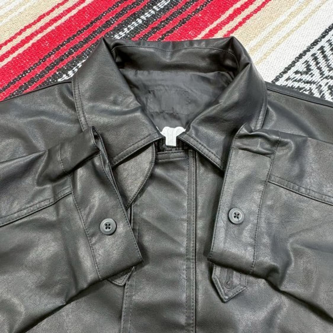 (2XL) 98th 미공군 아카이브 해골 바이커 오버핏 레더 자켓 상품이미지6
