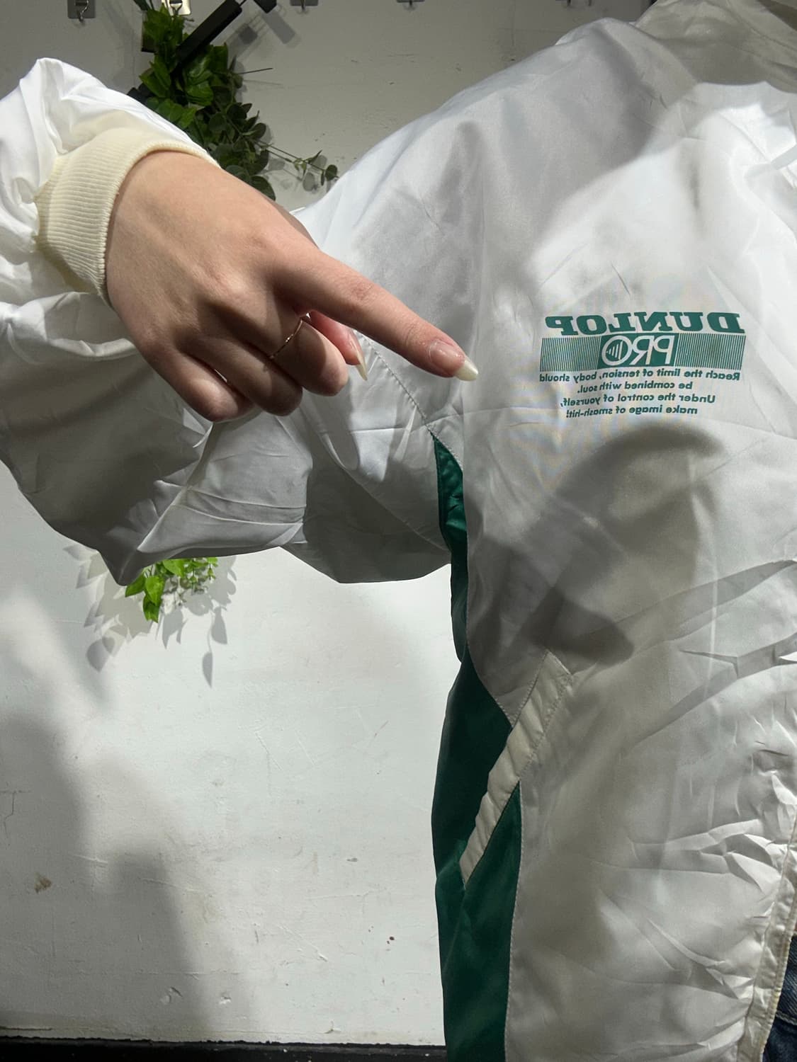 일본 빈티지 화이트 프린팅 바람막이 트랙 자켓 M 상품이미지4