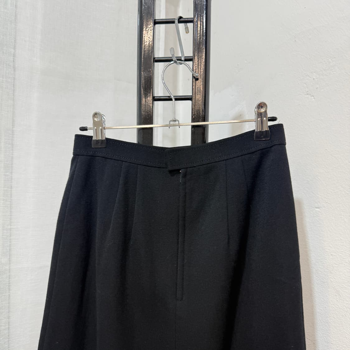일본빈티지 사이드플리츠 주름 블랙치마 울스커트 4094 상품이미지3