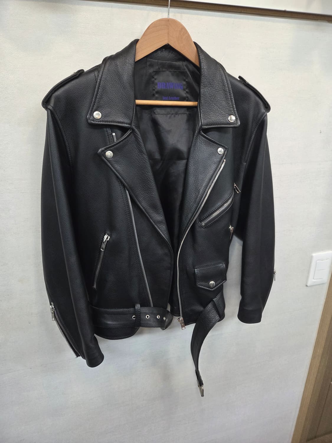Drawing 라이더 소가죽 자켓 남성 s 실측확인  상품이미지5