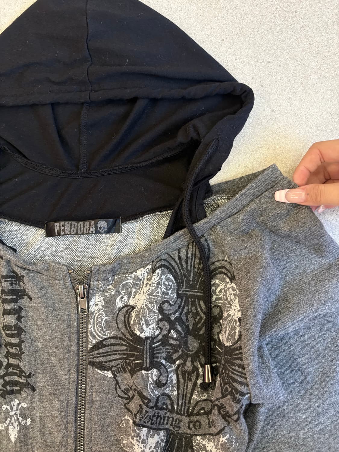 오프숄더 후드 레이어드 집업 상품이미지3