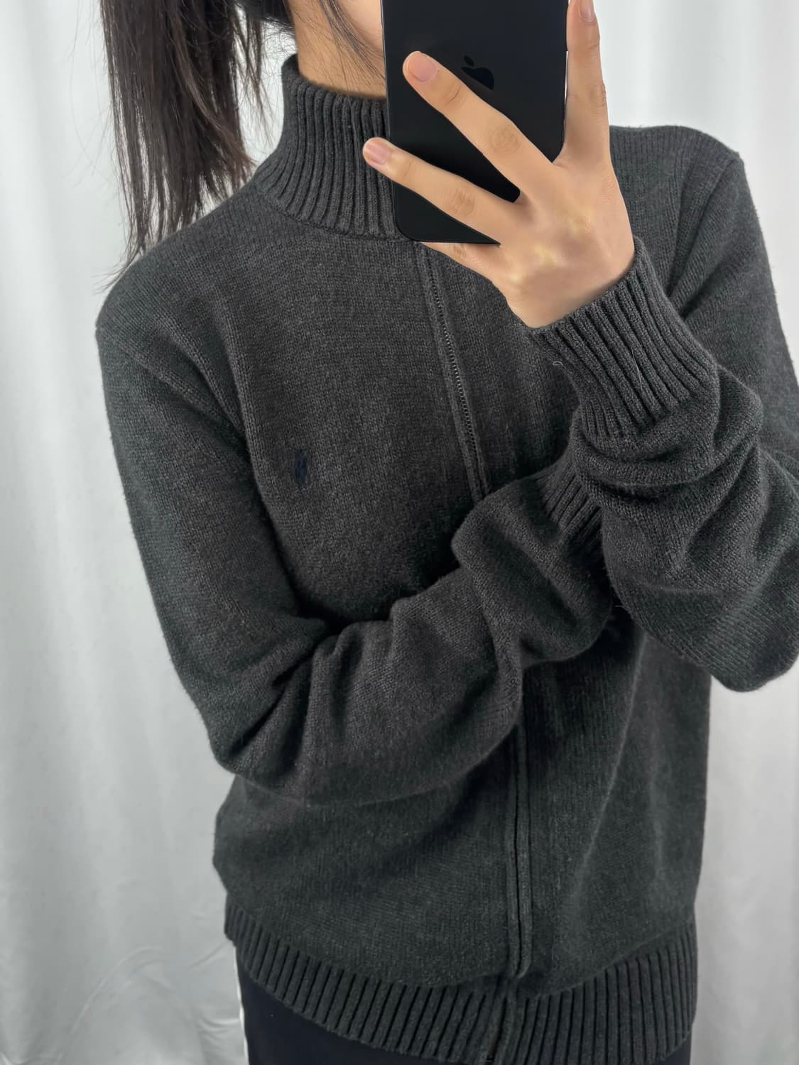 폴로 그레이 니트 집업 상품이미지1