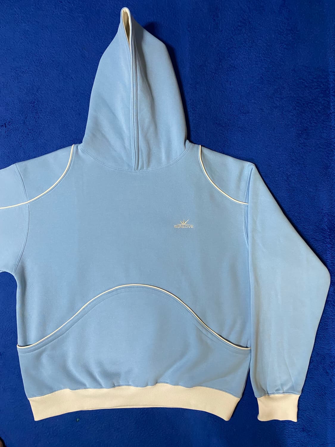 SUNLOVE 썬러브 크레센트 브러쉬드 하늘색 후드티 XL 상품이미지2