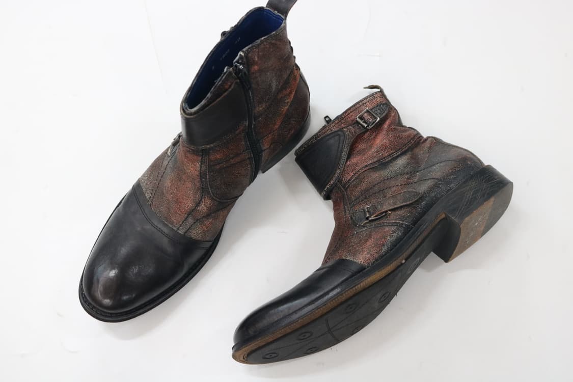 BLU 빈티지 레더 패치워크 버클 사이드 지퍼 부츠 (40) 상품이미지2