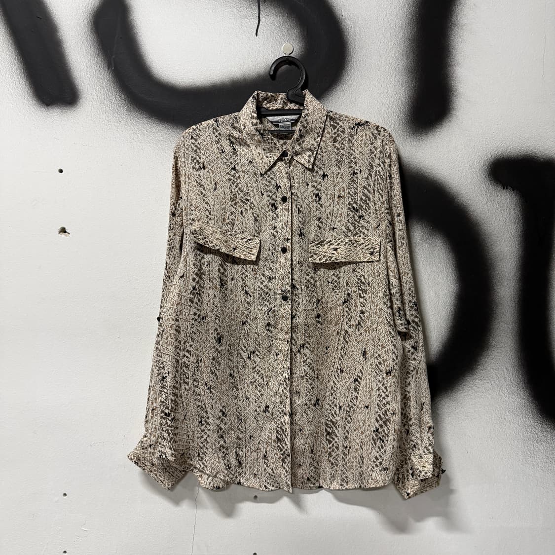 VTG 빈티지 파이톤 파이톤 뱀피 패턴 투포켓 긴팔 셔츠 상품이미지1