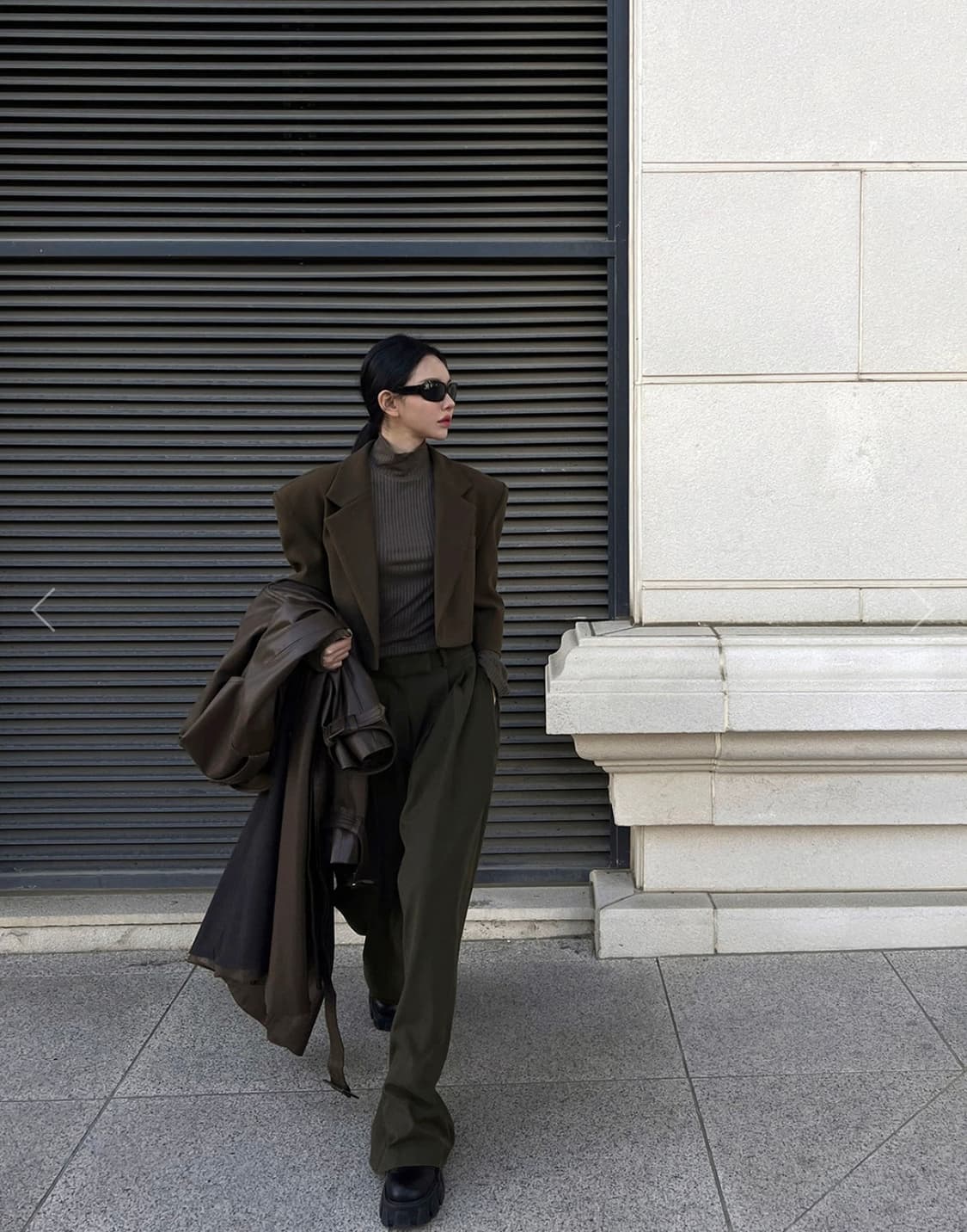 새상품) 랑거 langer 스퀘어 숏 자켓  카키 브라운 상품이미지4