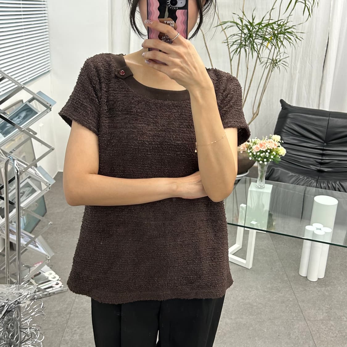 do-clai 부클 반팔 니트 블라우스 상품이미지2