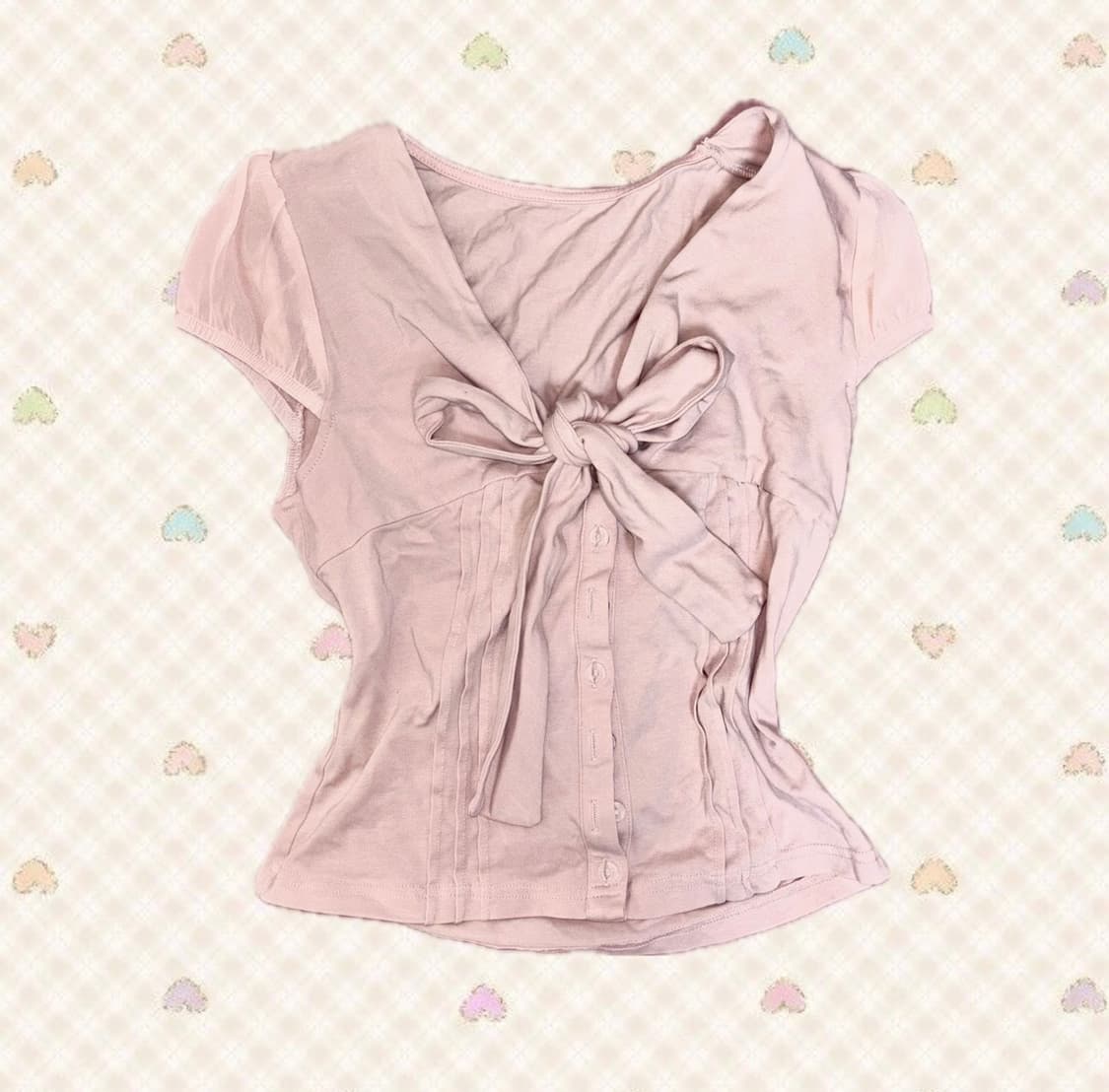 빈티지 베이비 핑크 리본 라떼갸루 히메갸루 상품이미지1