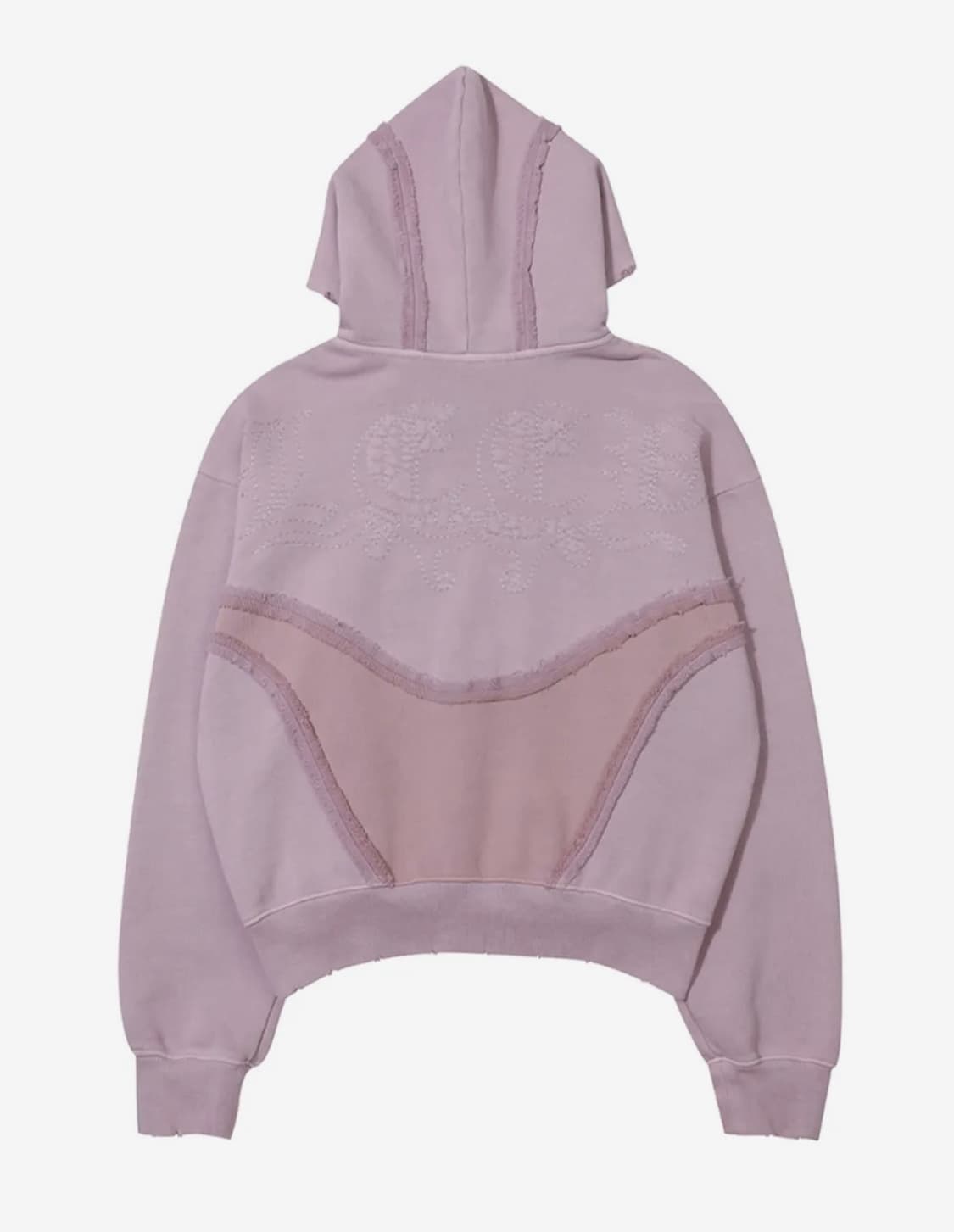 Yeel 엠브로이더드 컷오프 후디 핑크 상품이미지1