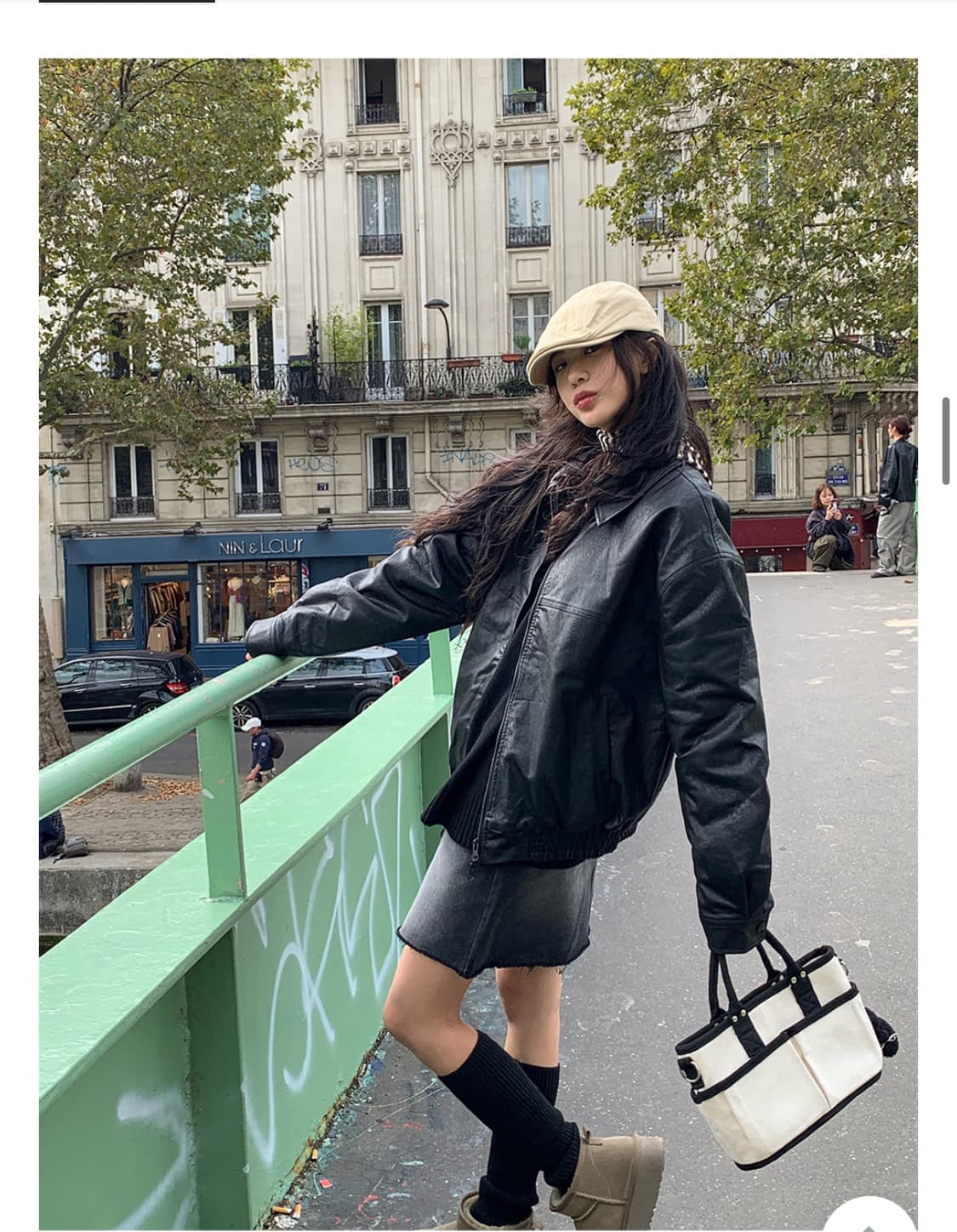 데일리쥬 오버핏 레더 투웨이 누빔 점퍼 상품이미지2