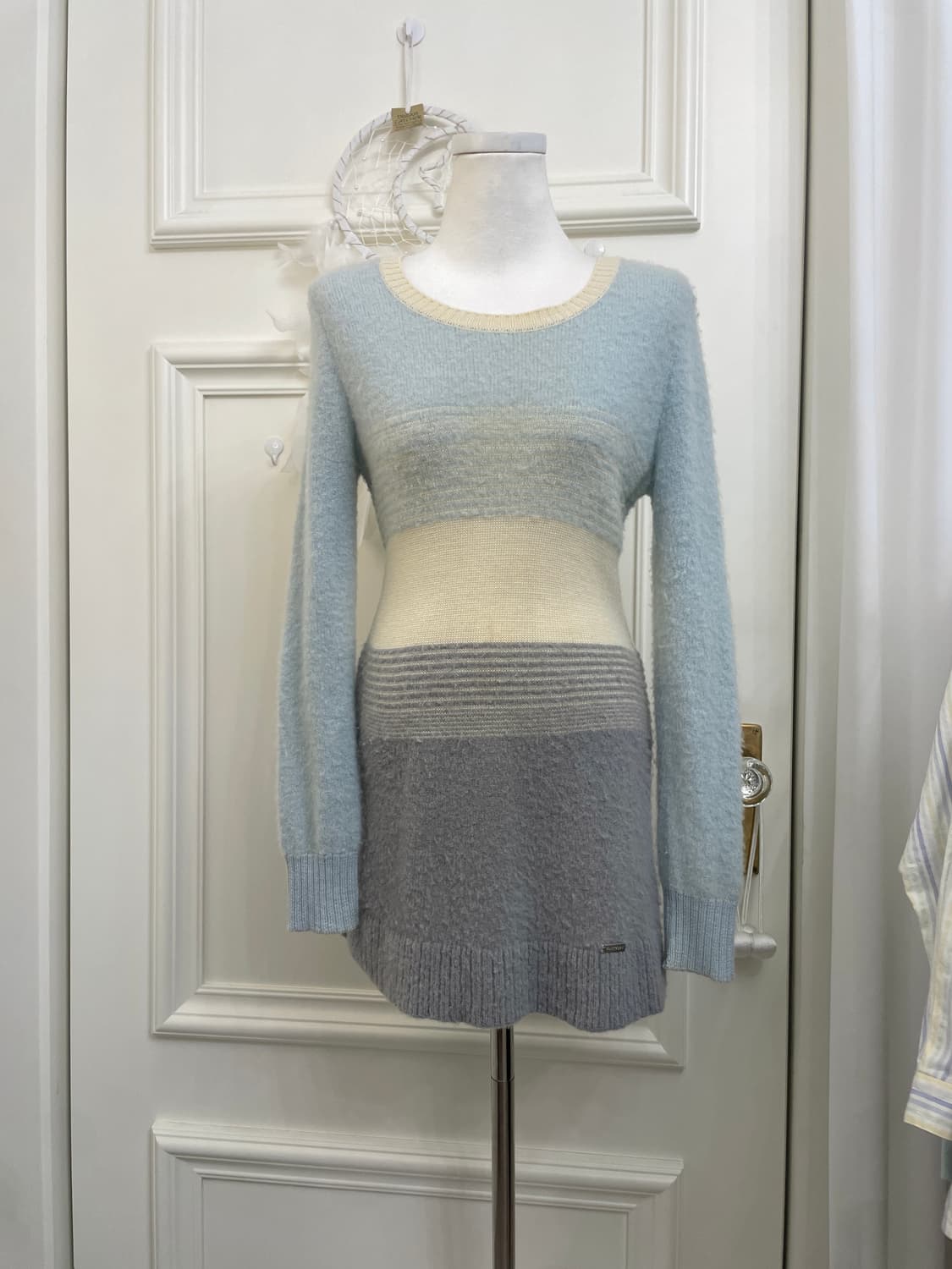 COURREGES mint gray wool sweater mini op 상품이미지1