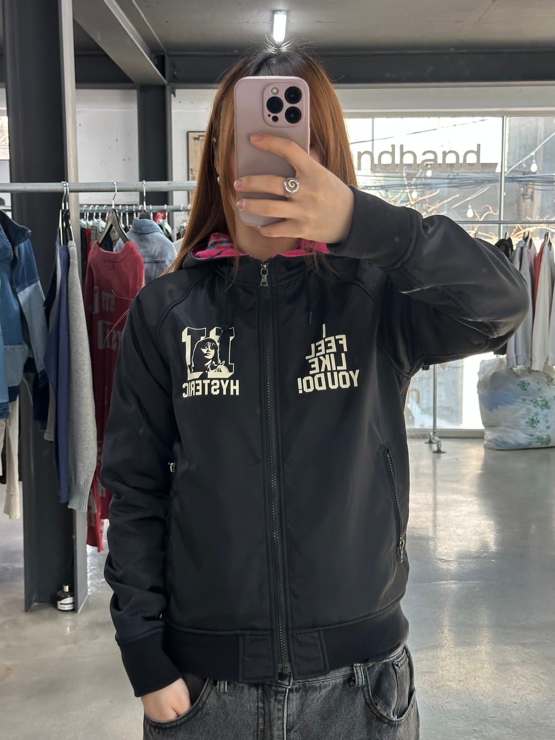 히스테릭글래머 히스걸 플리스안감 후드 봄버자켓 상품이미지1