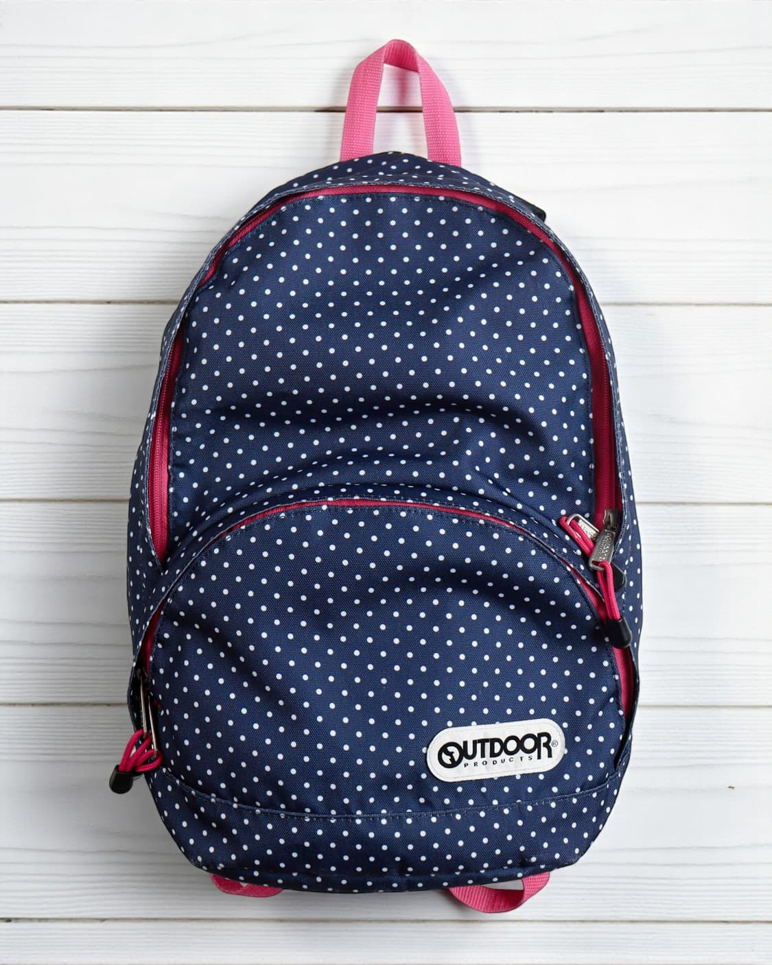 [OUTDOOR] 네이비 핑크 도트 라운드 백팩 상품이미지1