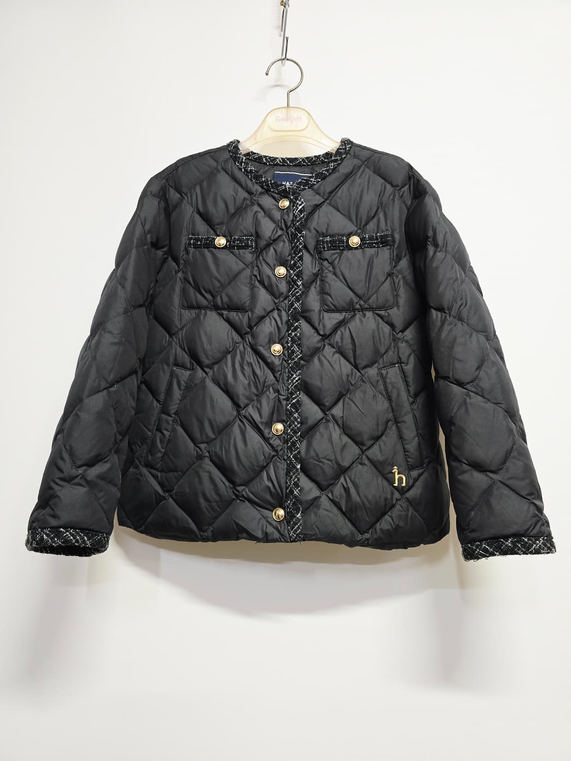 헤지스키즈 블랙 퀼팅 트위드 자켓 상품이미지1