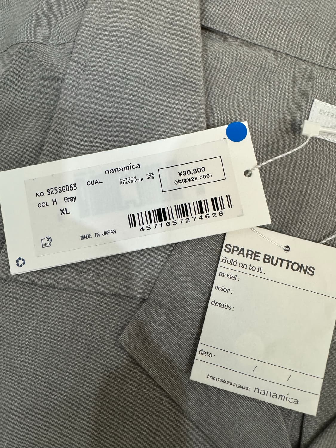 [XL][110] 나나미카 오픈카라 엔드 온 엔드 셔츠 그레이 상품이미지8