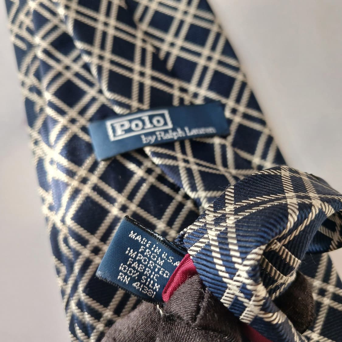 폴로랄프로렌 실크 네이비 체크 넥타이 10.1cm A~B등급 A19535 상품이미지10