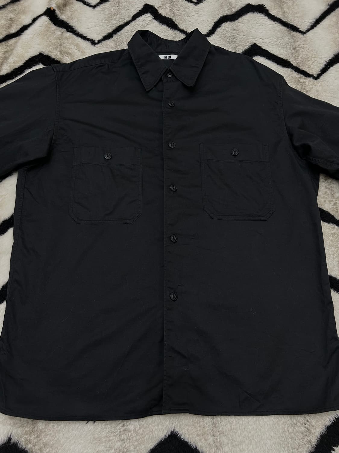 [L]유니클로U 오버핏 투포켓 워크셔츠/블랙 상품이미지3