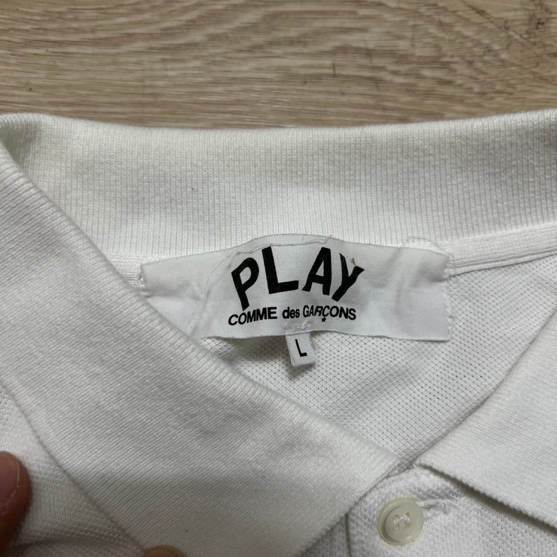 꼼데가르송 여성 하트 와펜 로고 PK 반팔 카라티 [화이트] L/100 상품이미지5