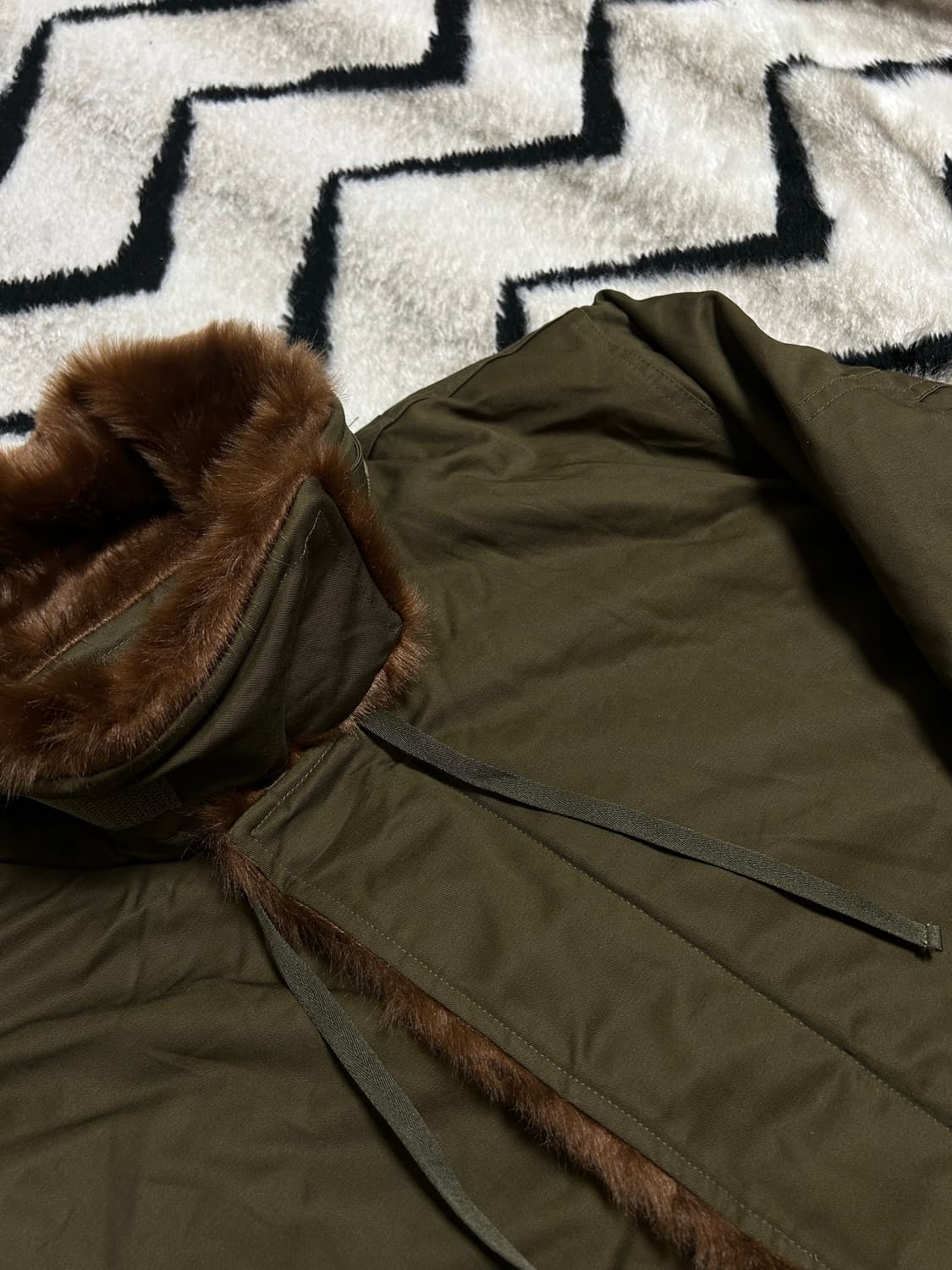 [L]엑스톤즈 XJ39 오버핏 퍼 코튼 자켓/카키 상품이미지1