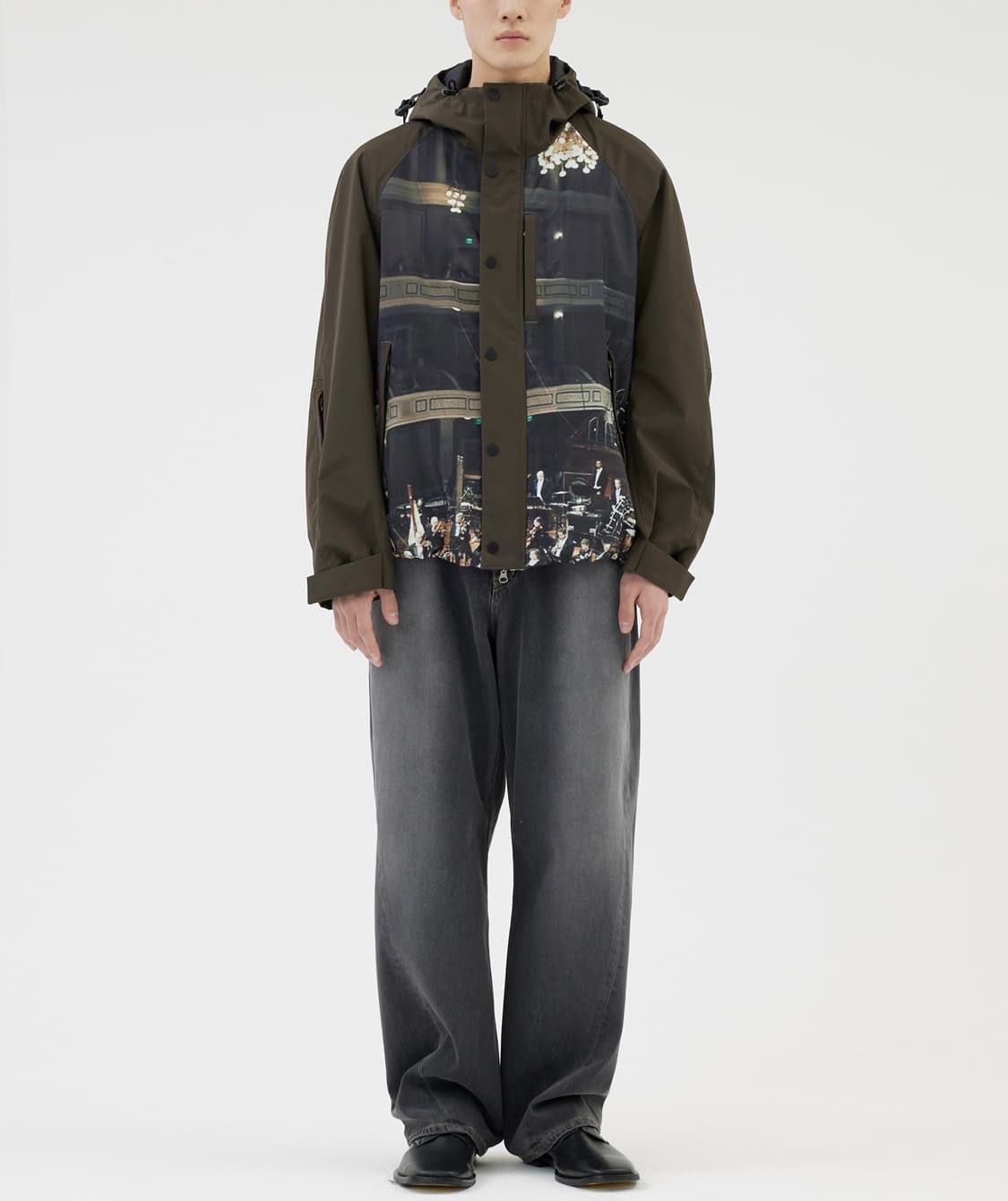 애프터프레이 밀리터리 후디 프린트 쉘 파카 바람막이 자켓 카키 L 상품이미지3