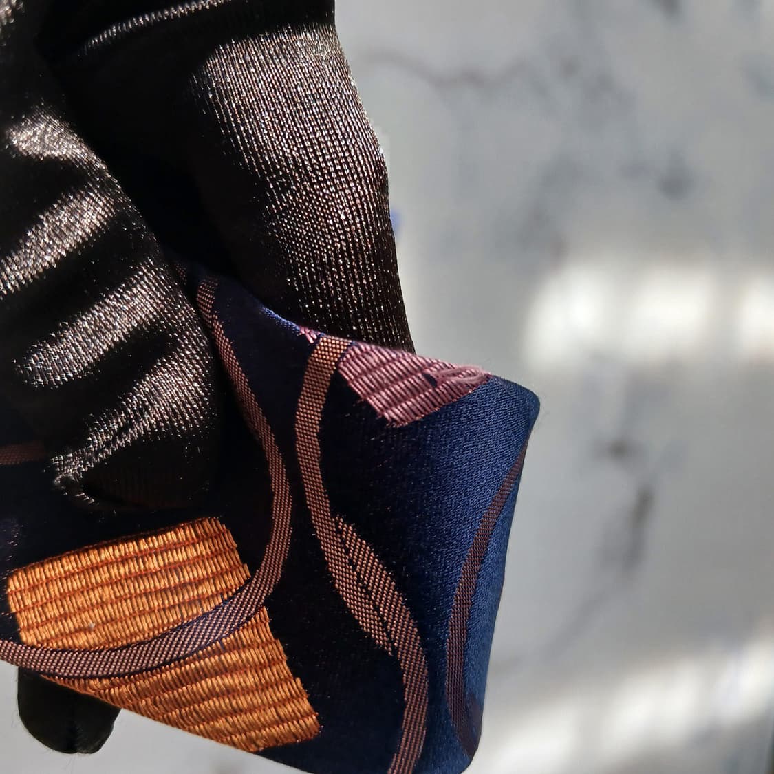 겐조 실크 네이비 자카드 패턴 넥타이 9.5cm A+~A등급 E853
 상품이미지10