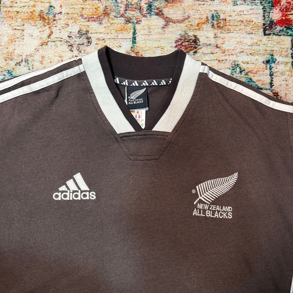 [L] 00s 아디다스 뉴질랜드 올블랙 럭비 반팔 상품이미지3