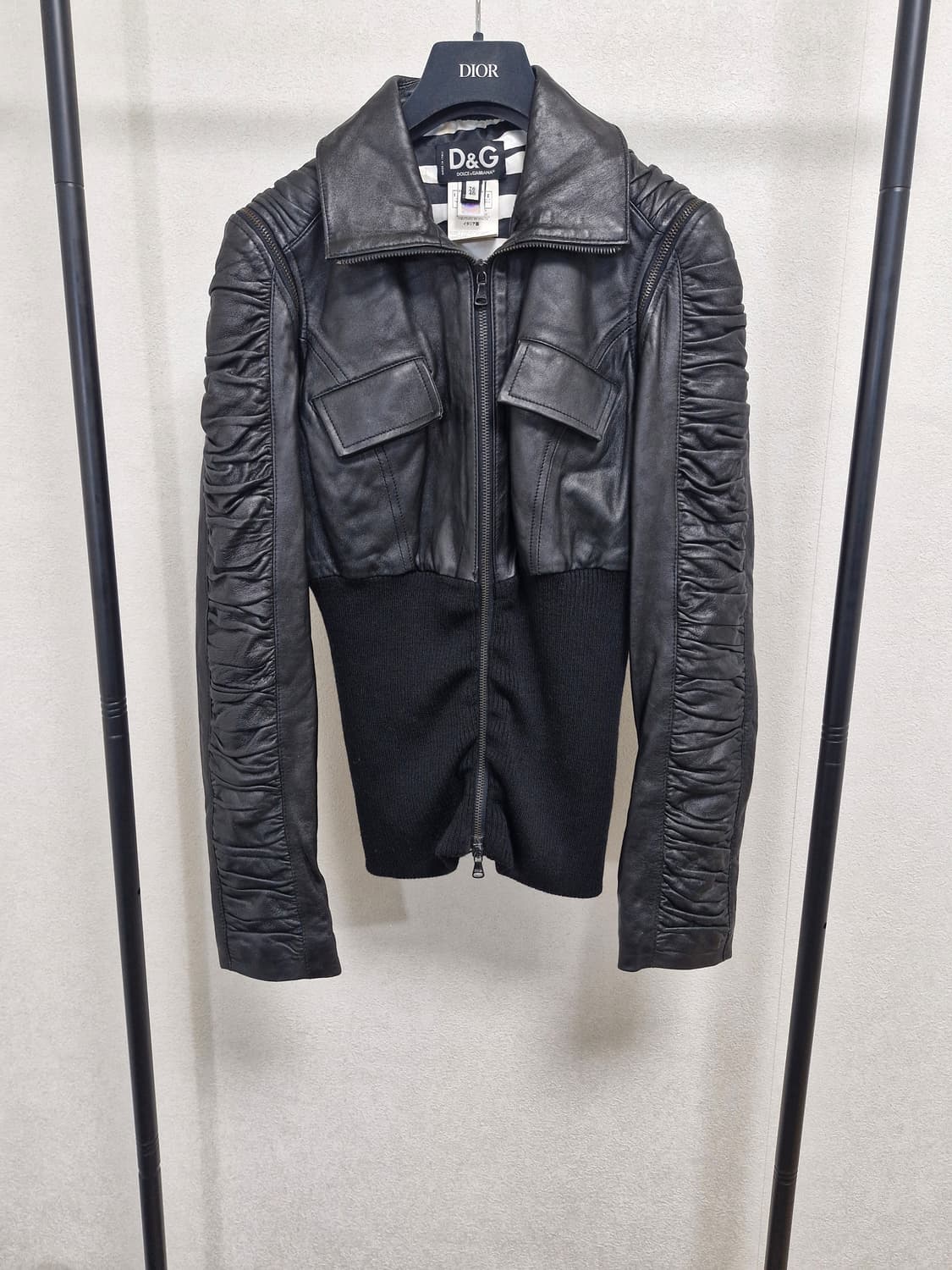 [40] 돌체앤가바나 2000s 하이브리드 레더 자켓 상품이미지1