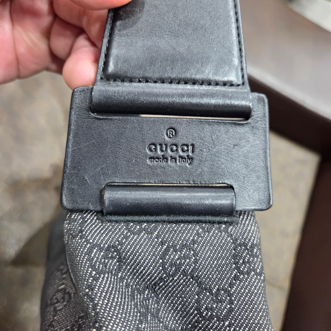 구찌 데님 가죽 믹스 미니 숄더백 상품이미지5