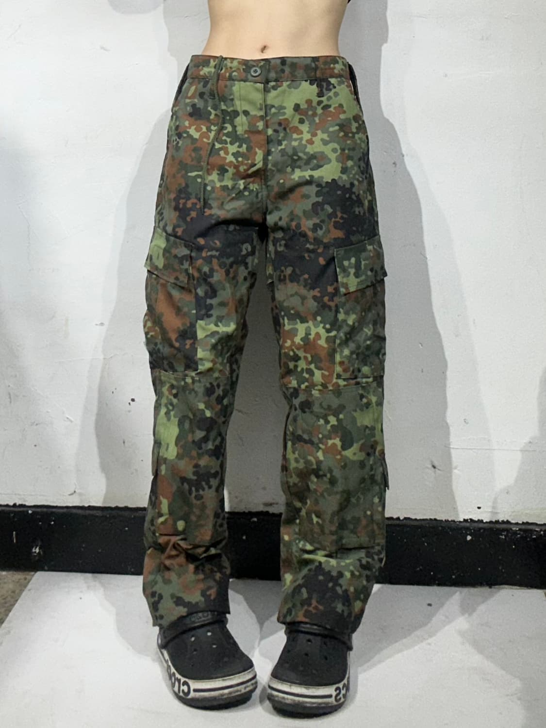 빈티지 카키 미군 카모 군복 밀리터리 와이드 카고 팬츠  상품이미지2