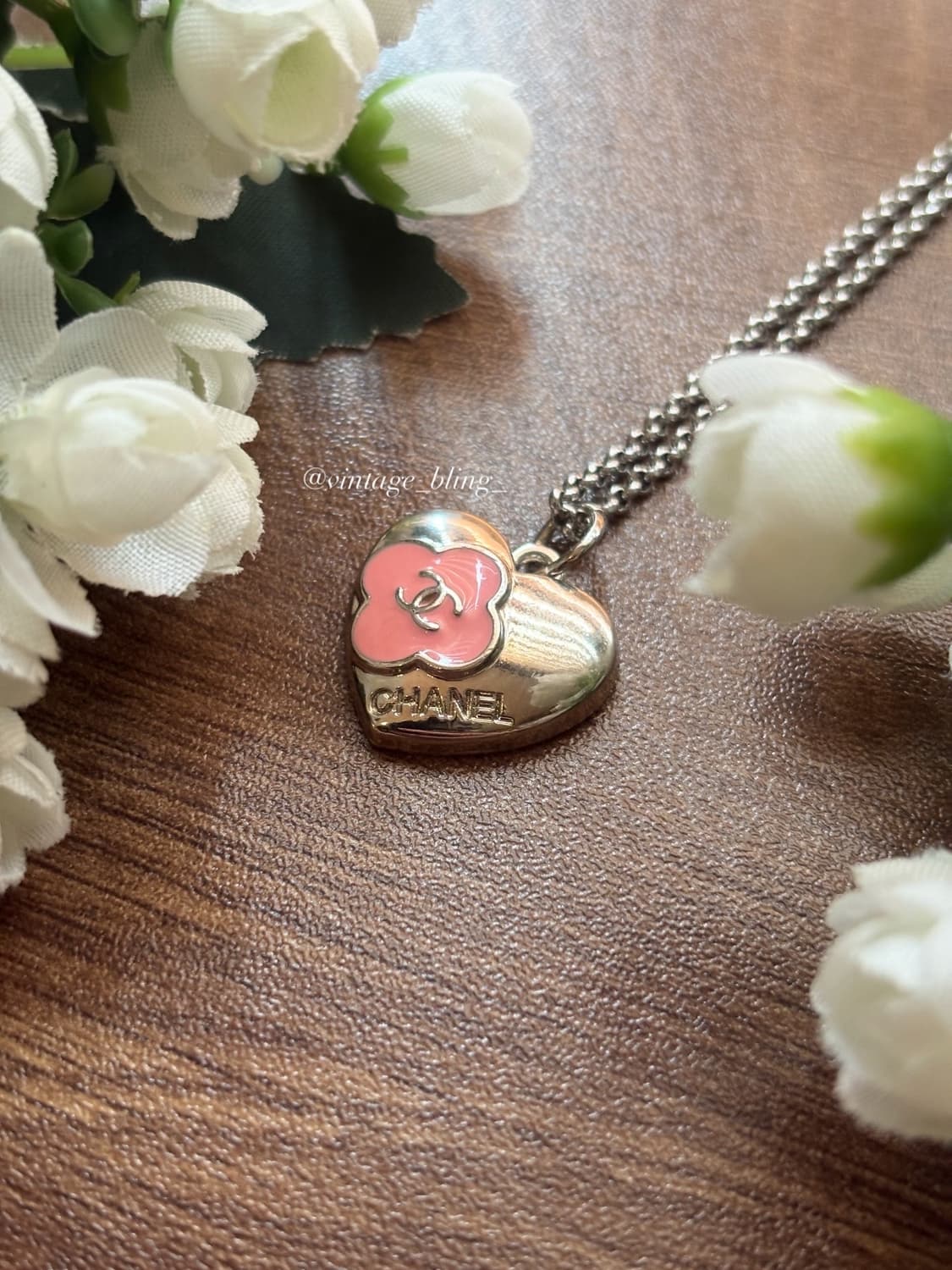 샤넬 클로버하트 실버 목걸이 상품이미지2