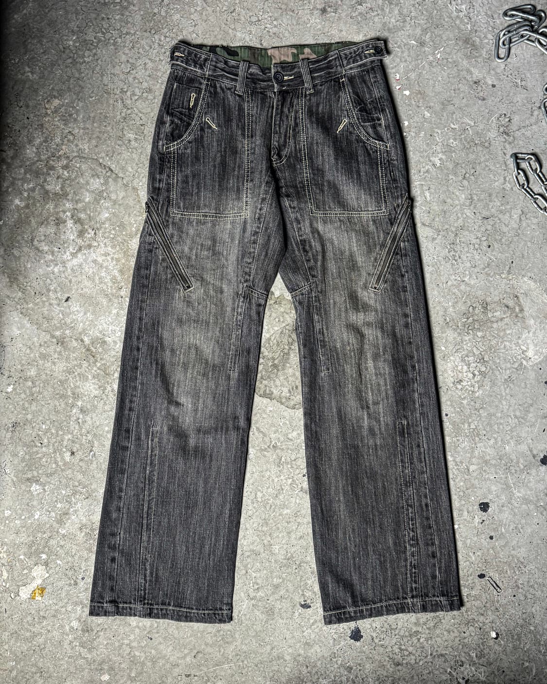 gray Denim Zip Cargo Pants 상품이미지1