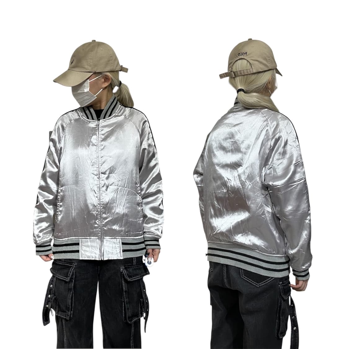 일본 빈티지 메탈 실버 유광 마원 항공 잠바 L 상품이미지1