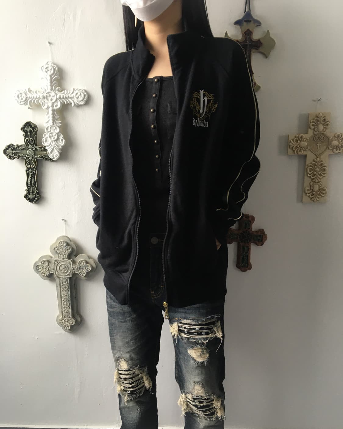 Back printing point high neck zip up 상품이미지6