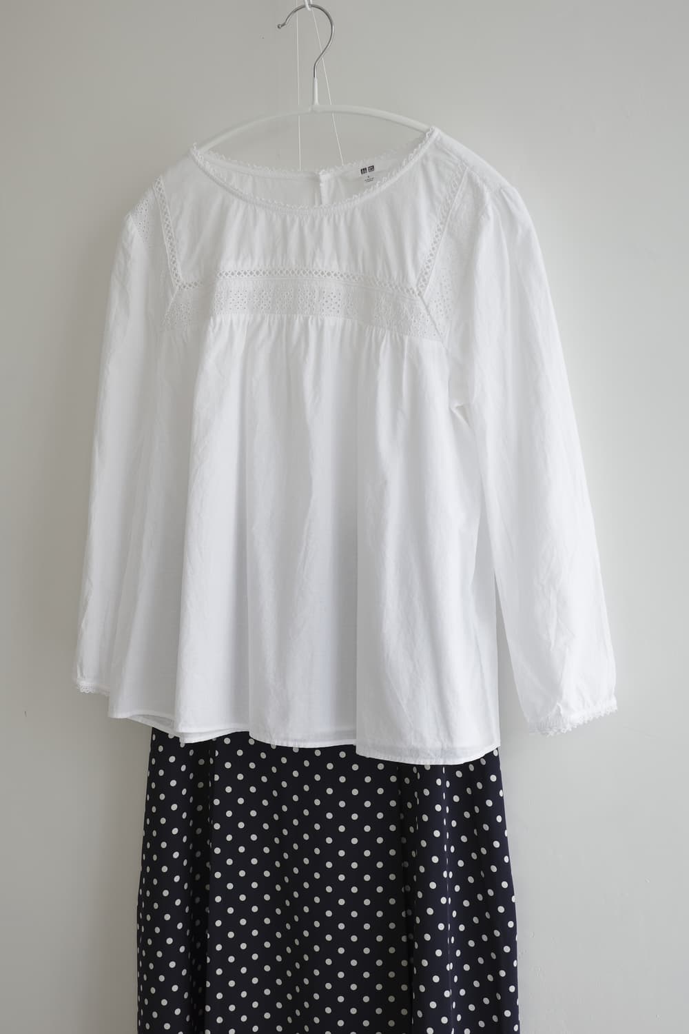 UNIQLO 화이트 레이스  코튼 블라우스 상품이미지1