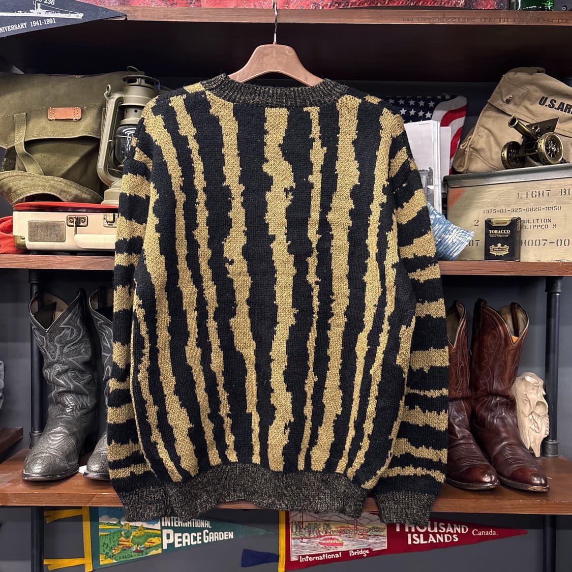 90s 빈티지 디스토션 지브라 자카드패턴 스웨터 N156 상품이미지2