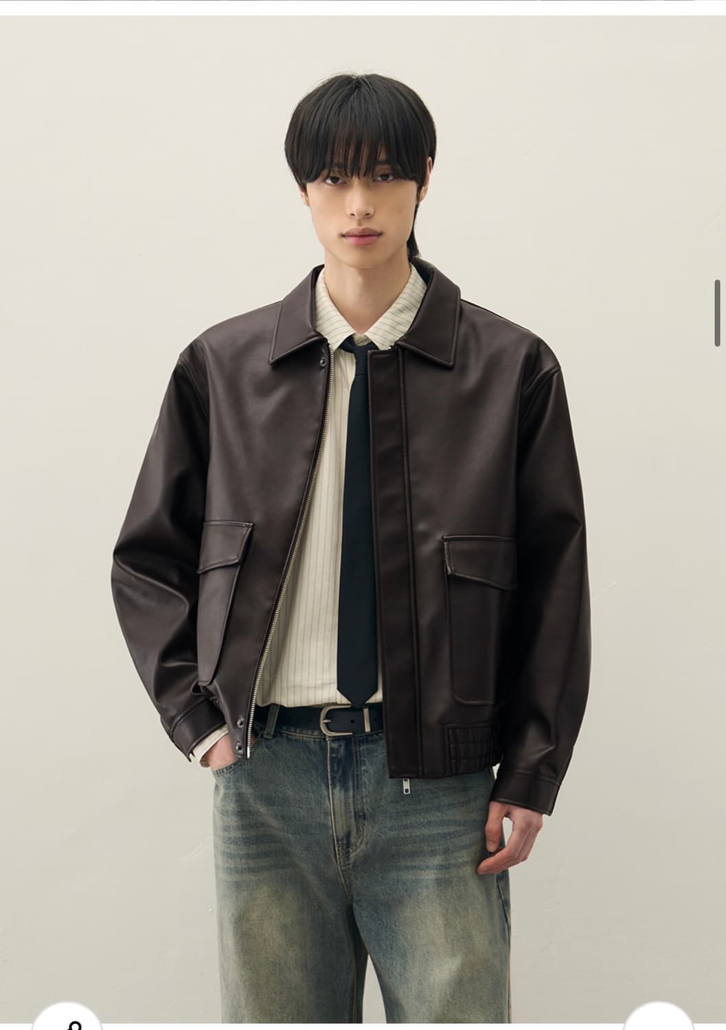 (L) 드로우핏 A-2 레더 블루종 자켓 [BROWN] 판매 상품이미지5