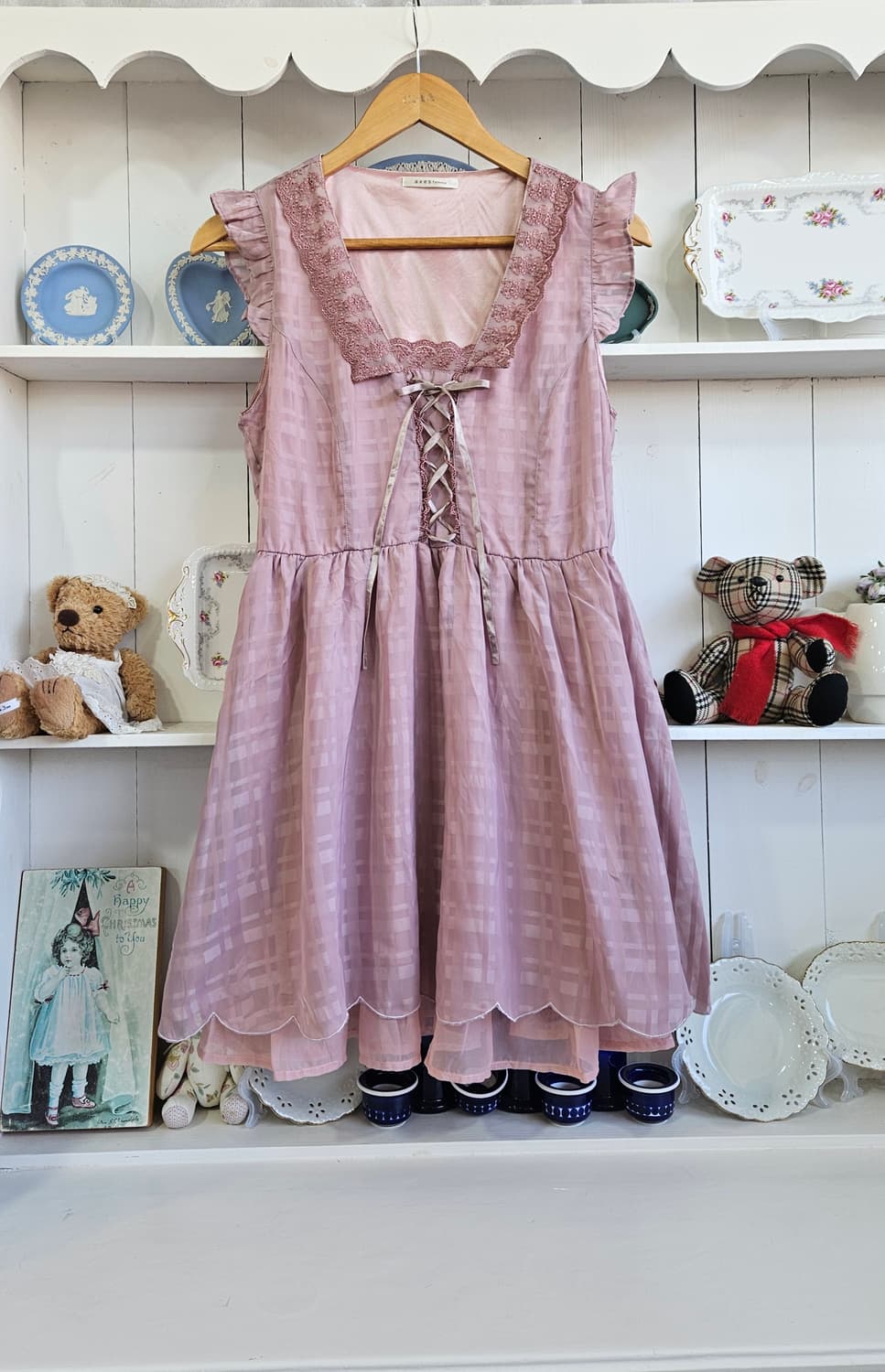 엑시즈팜(Axes Femme) 레이스 리본 셔링 원피스 상품이미지1