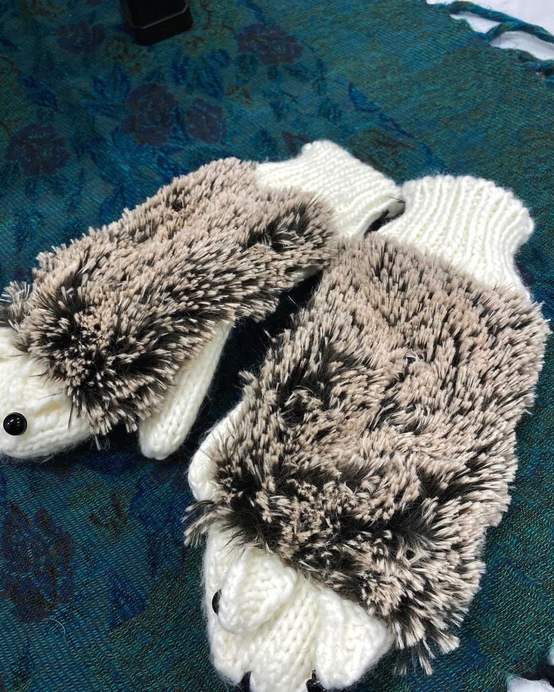 빈티지 고슴도치 애니멀 니트 플리스 벙어리 장갑 인형 상품이미지5