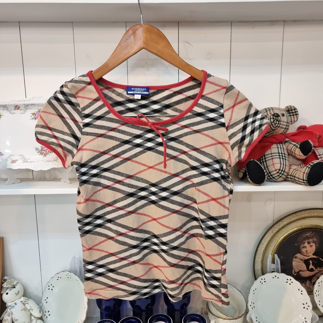 버버리 초코베이지 체크 티 상품이미지1