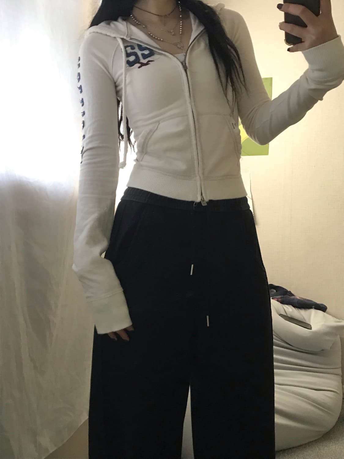 홀리스터 아이보리 딱붙핏 후드집업 상품이미지3