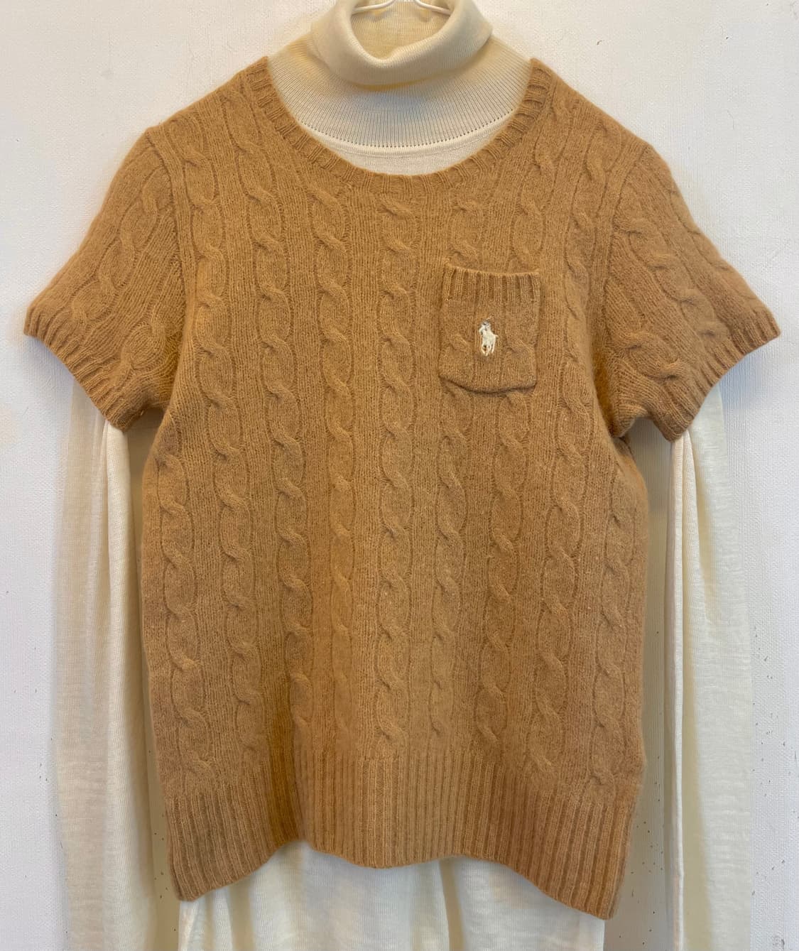 정품 폴로랄프로렌 울캐시미어 니트:) 폴로반팔니트 베이지S 상품이미지1