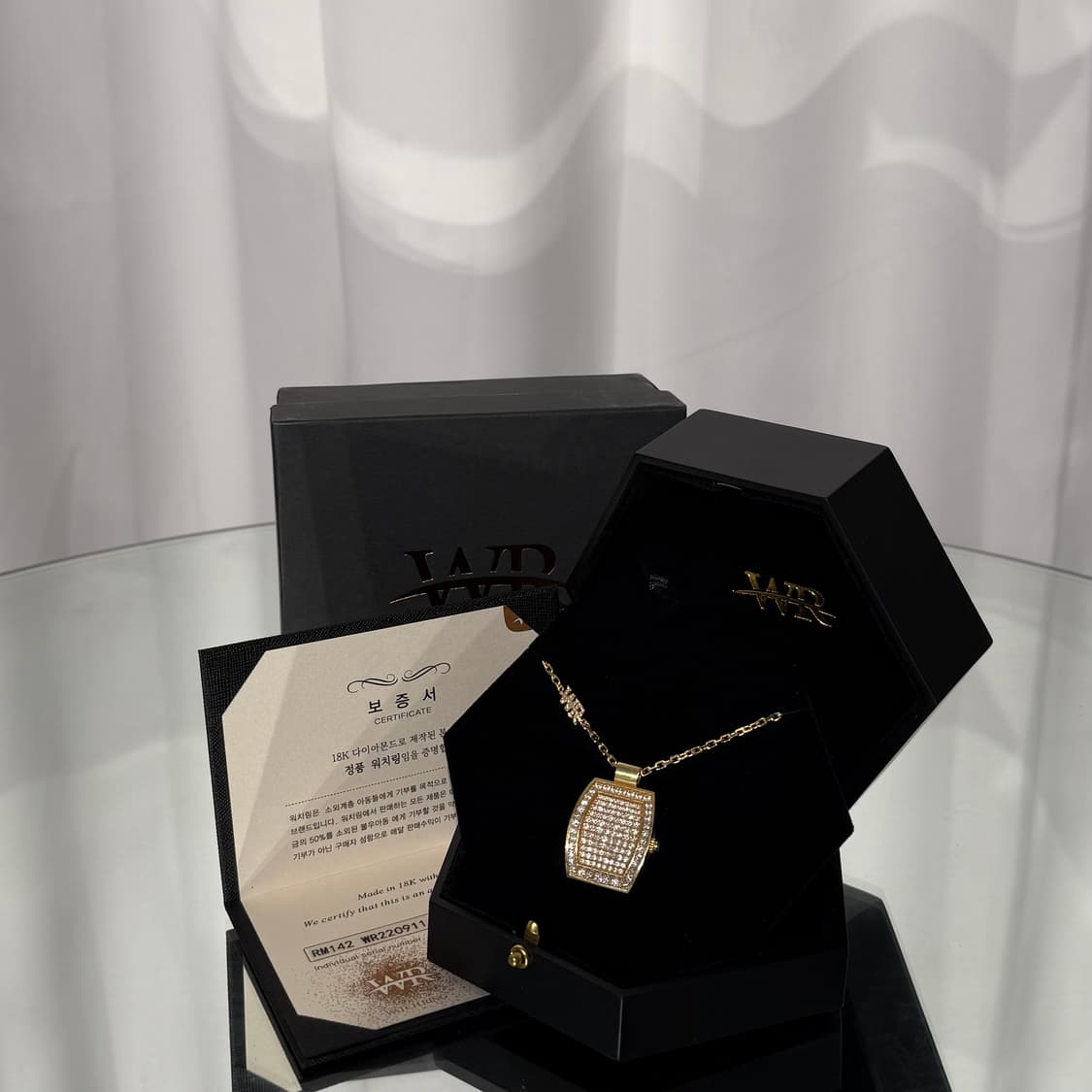 [정품] 워치링 리차드밀 풀다이아 목걸이 옐로우골드 상품이미지3