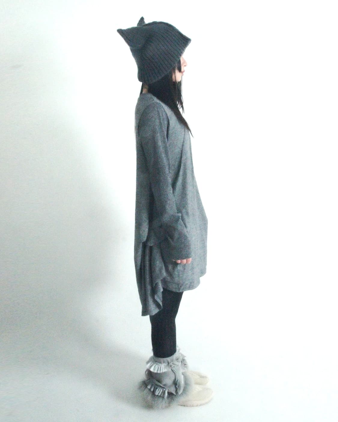 Custom🐾)Devil Cat-Ear grey knit binnie 상품이미지7